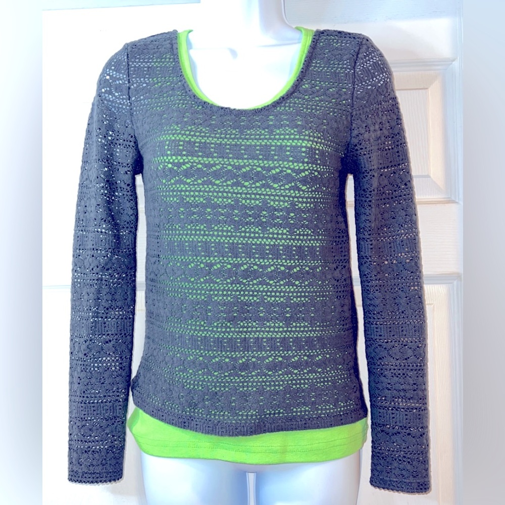 American Eagle, dark gray, long sleeve holey sweater